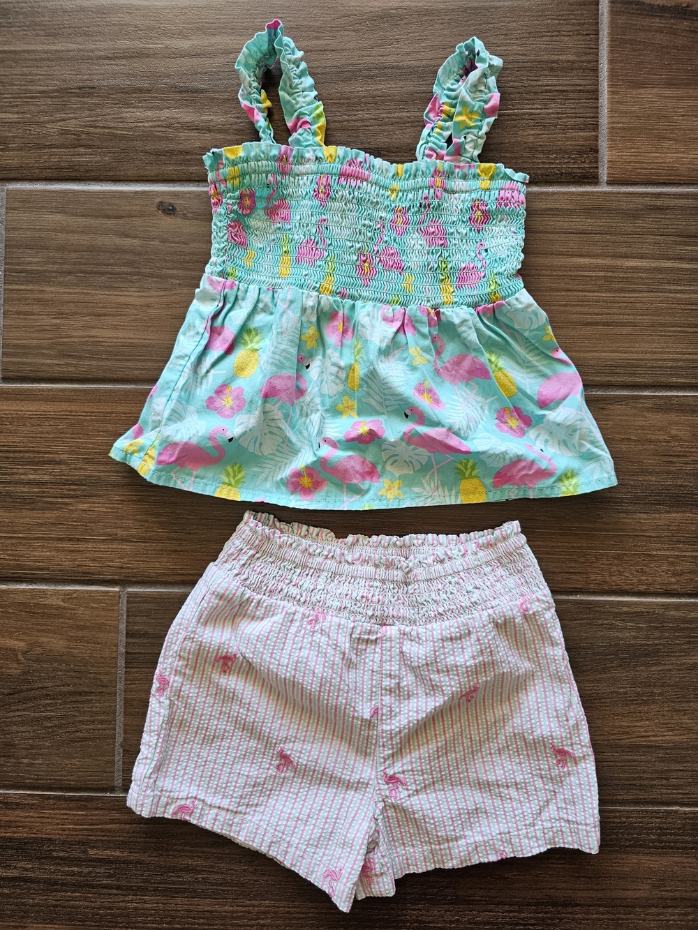 Gymboree Girls Tropical Flamingo Ruffle Tank Top & Shorts Set - Seaside Palms